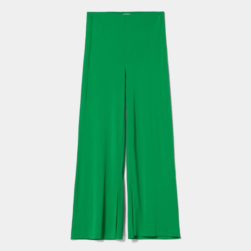 Bershka Vibrant Green Wide-Leg Pants